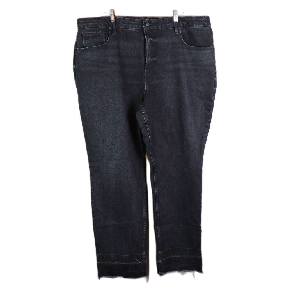 Good American Good Icon Black Raw Hem Jeans size 22